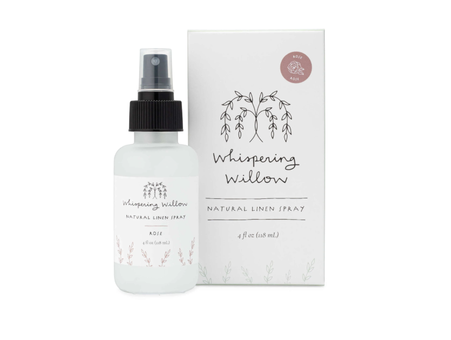 Whispering Willow Rose Linen Spray - 4oz Glass Bottle