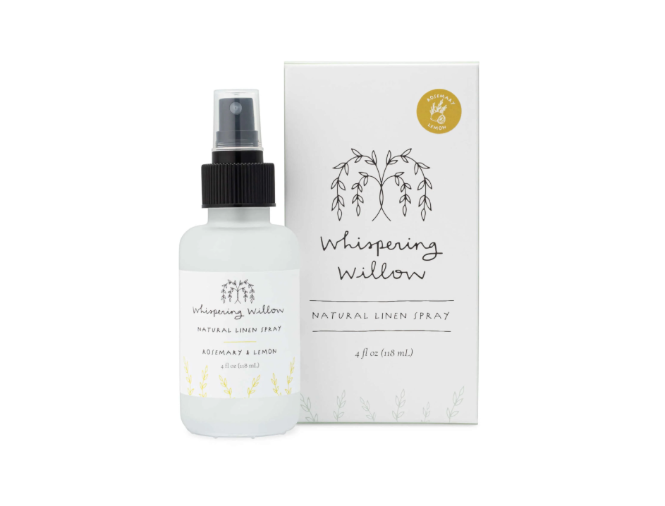 Whispering Willow Rosemary & Lemon Linen Spray- 4oz Glass Bottle (Seasonal)