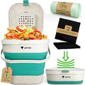 Collapsible Small Compost Bin Kitchen Counter Caddy with Lid - 1 Gallon Eco Countertop Compost Container Made of Wheat Straw