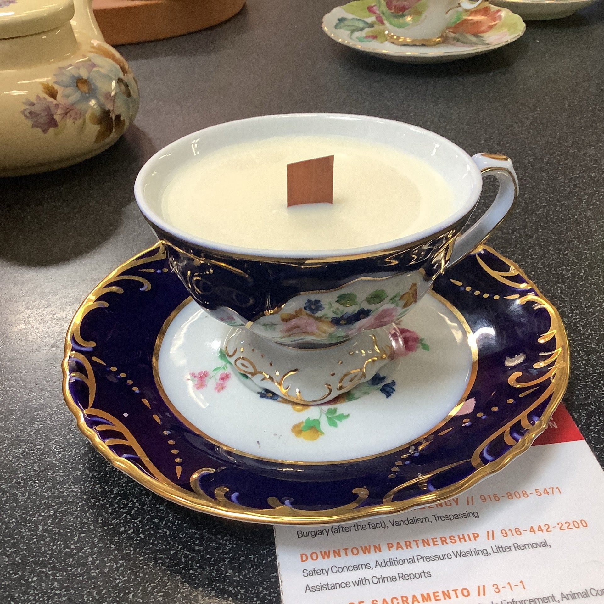 Vintage Fine Porcelain Candle Tea Cup Set