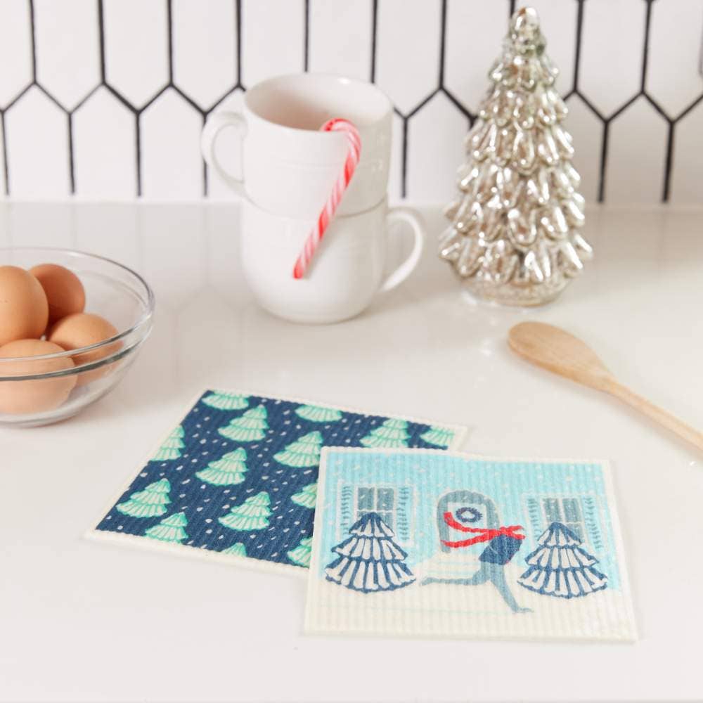 Blu  Swedish Cloths Reusable Sponge-Cloth, Set of 2 (Holiday Edition)