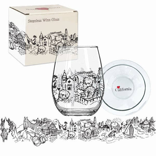 ! Heart in CA Stemless Wine Glass