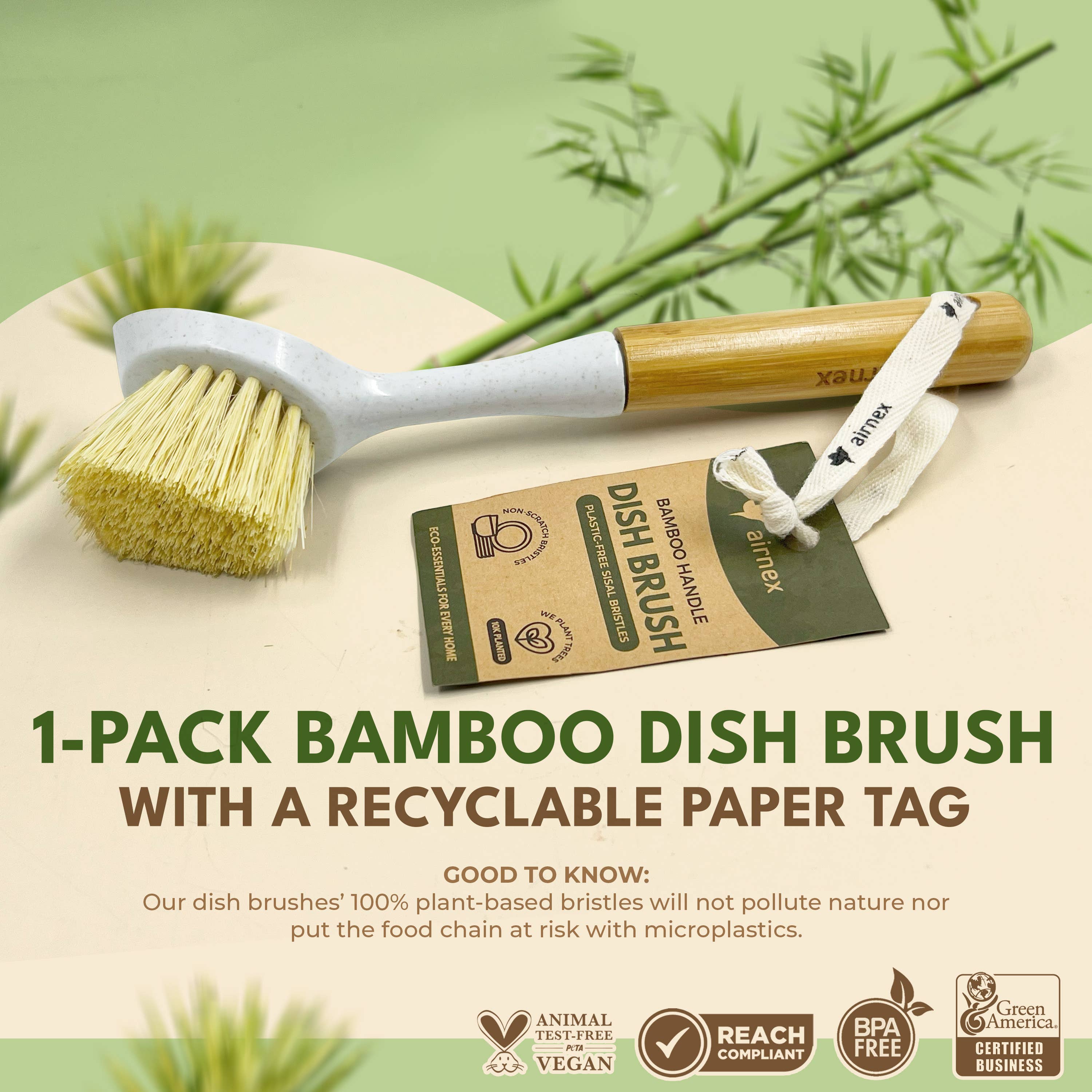 Airnex  Bamboo Brush with wheat & bamboo Handle