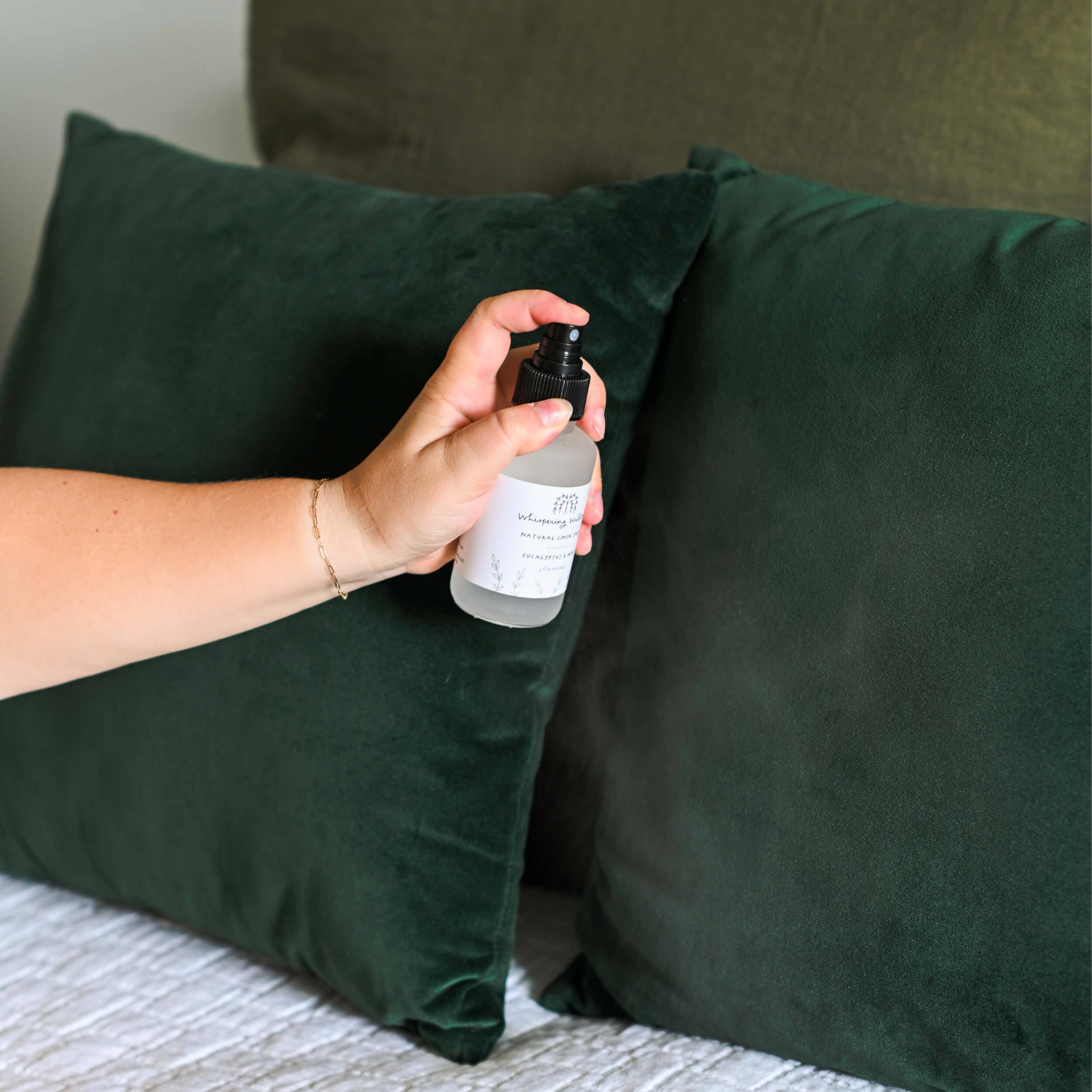 Whispering Willow Rosemary & Lemon Linen Spray- 4oz Glass Bottle (Seasonal)