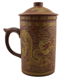 Dragon Print Yi Xing Clay Mug With Strainer